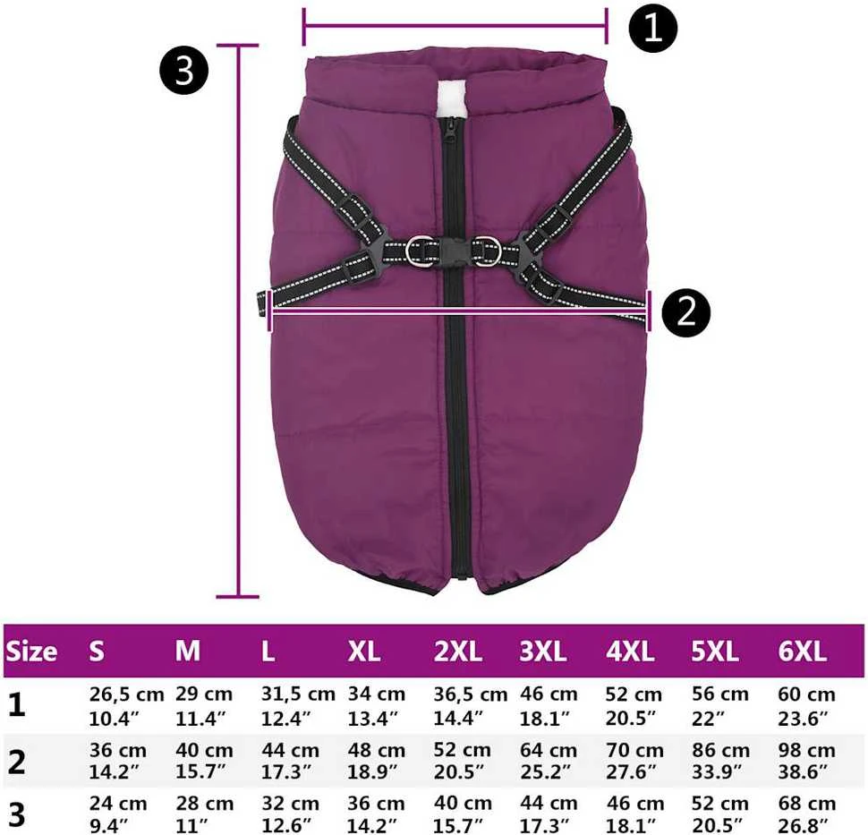 Šunų kailis su diržais, atsparus vandeniui, violetinis, 3XL
