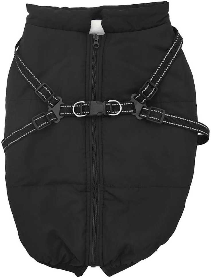 Šunų kailis su diržais, atsparus vandeniui, juodas, 3XL
