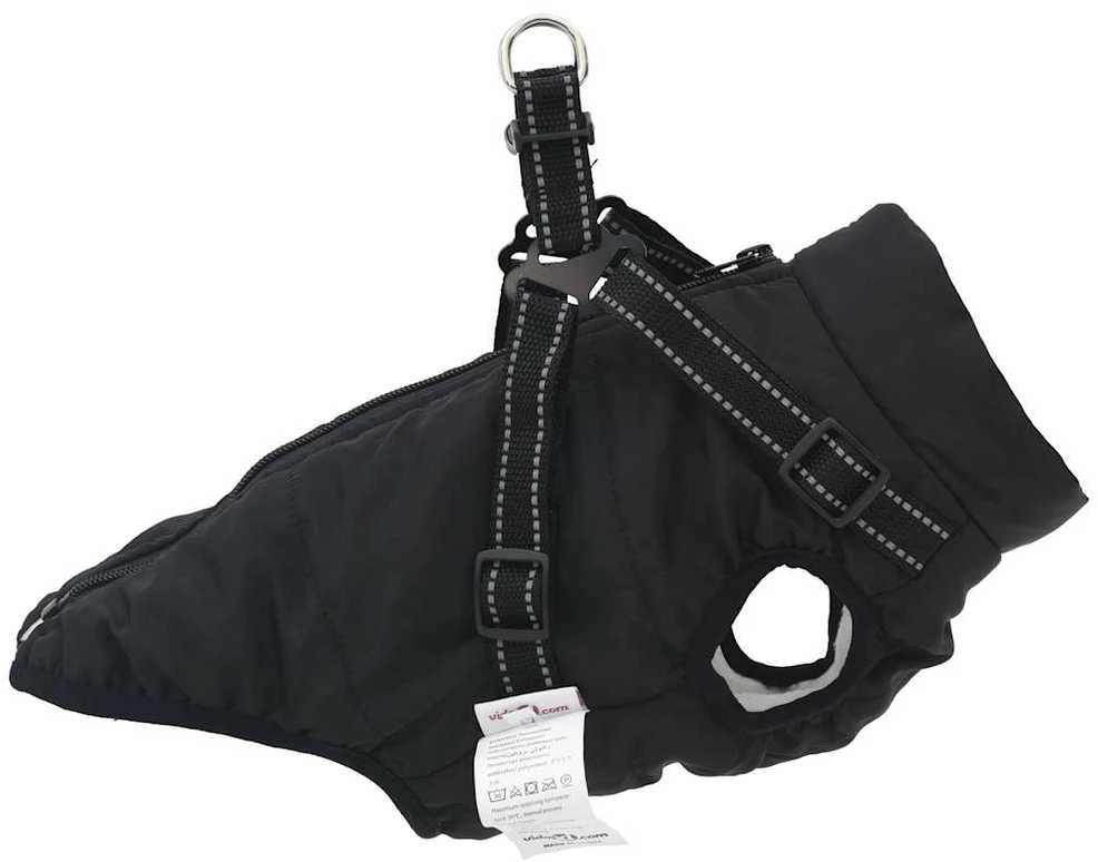 Šunų kailis su diržais, atsparus vandeniui, juodas, 2XL