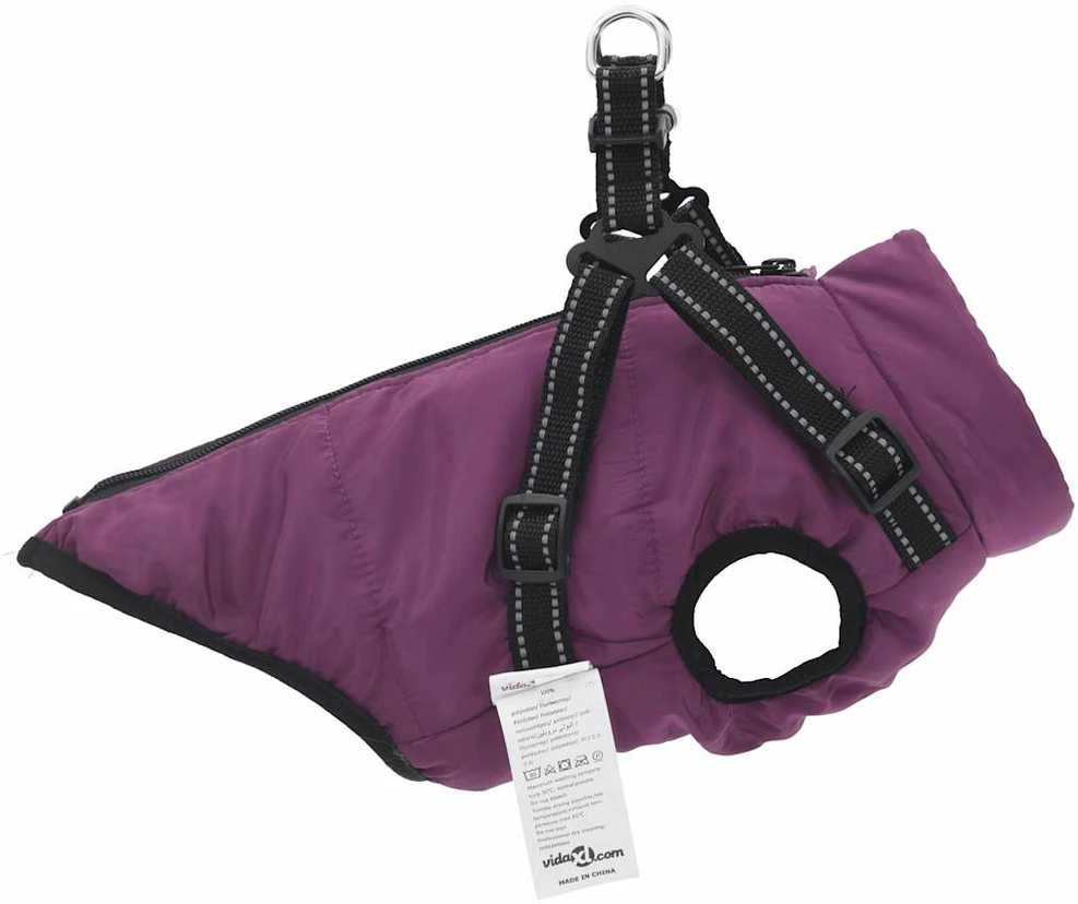 Šunų kailis su diržais, atsparus vandeniui, violetinis, XL