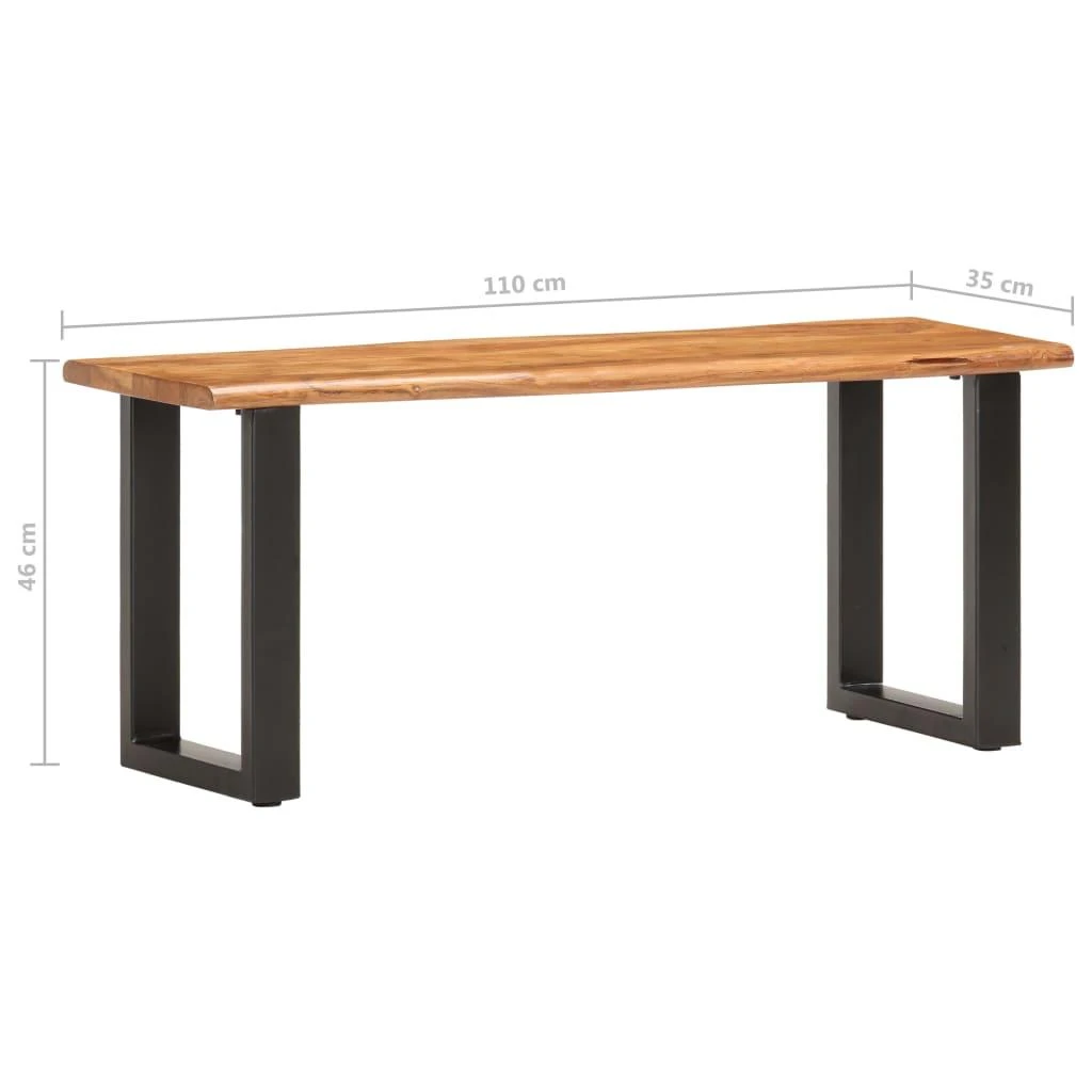 Suoliukas, 110cm, akacijos masyvas ir plienas, su gyvu kraštu