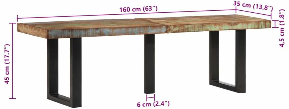 Suoliukas, 160cm, perdirbtos medienos masyvas ir plienas