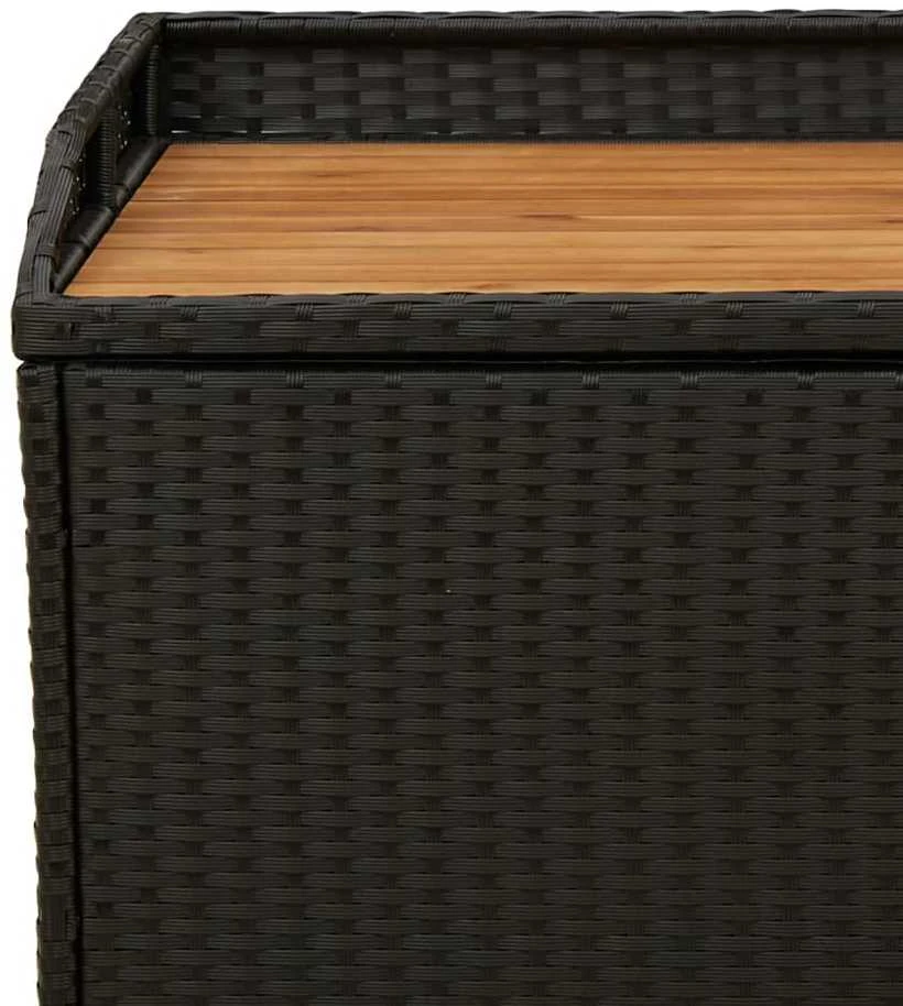 Suoliukas-daiktadėžė, juodas, 100x50x52cm, poliratanas/akacija