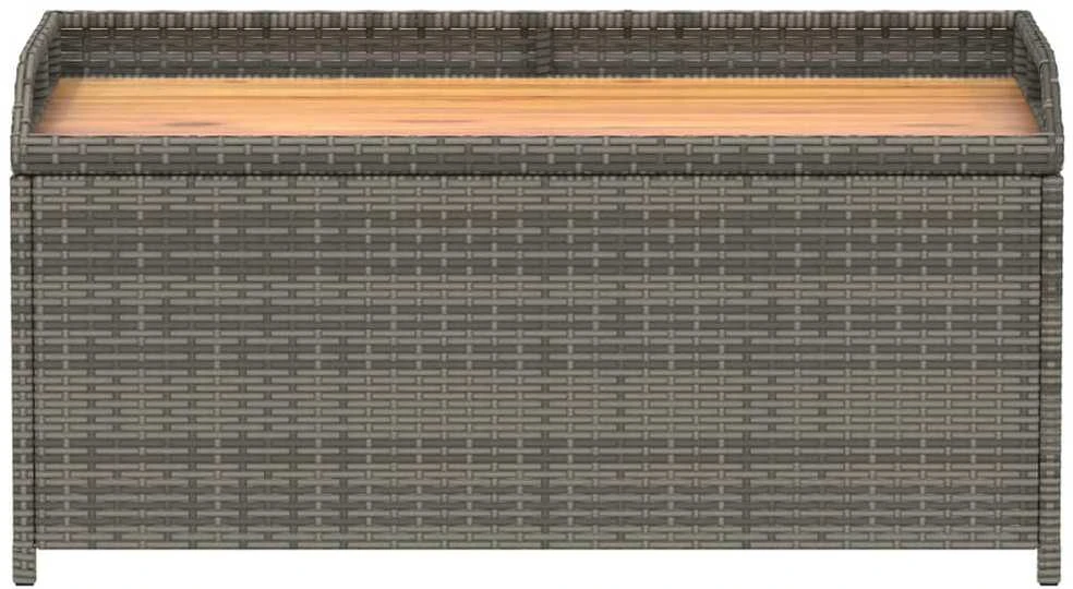 Suoliukas-daiktadėžė, pilkas, 100x50x52cm, poliratanas/akacija