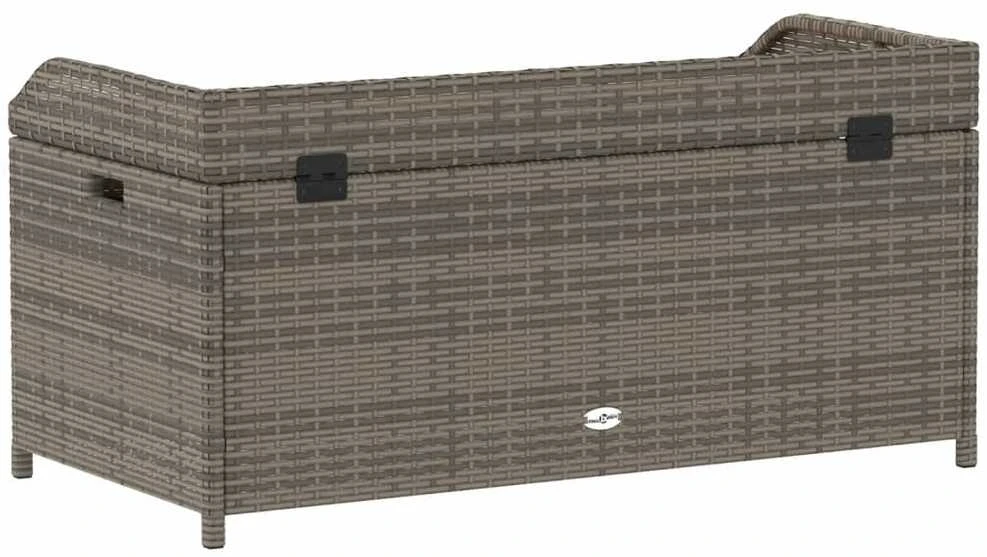 Suoliukas-daiktadėžė, pilkas, 100x50x52cm, poliratanas/akacija