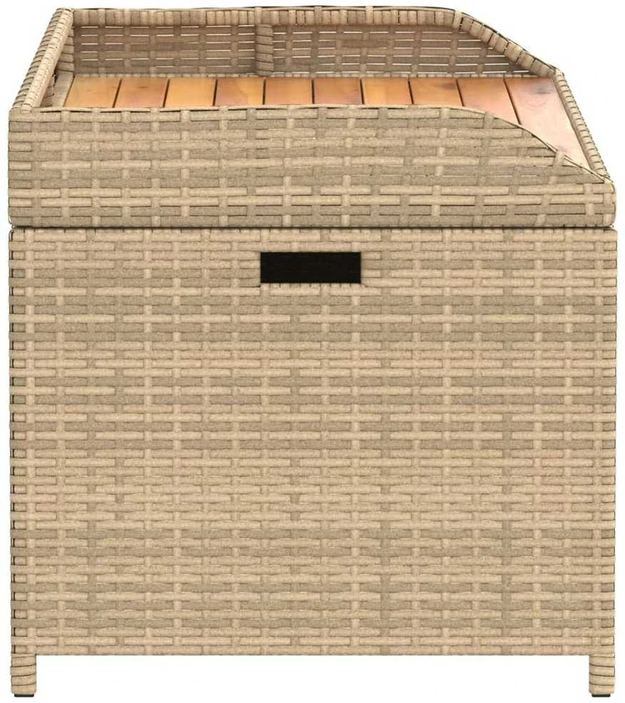 Suoliukas-daiktadėžė, smėlio, 100x50x52cm, poliratanas/akacija