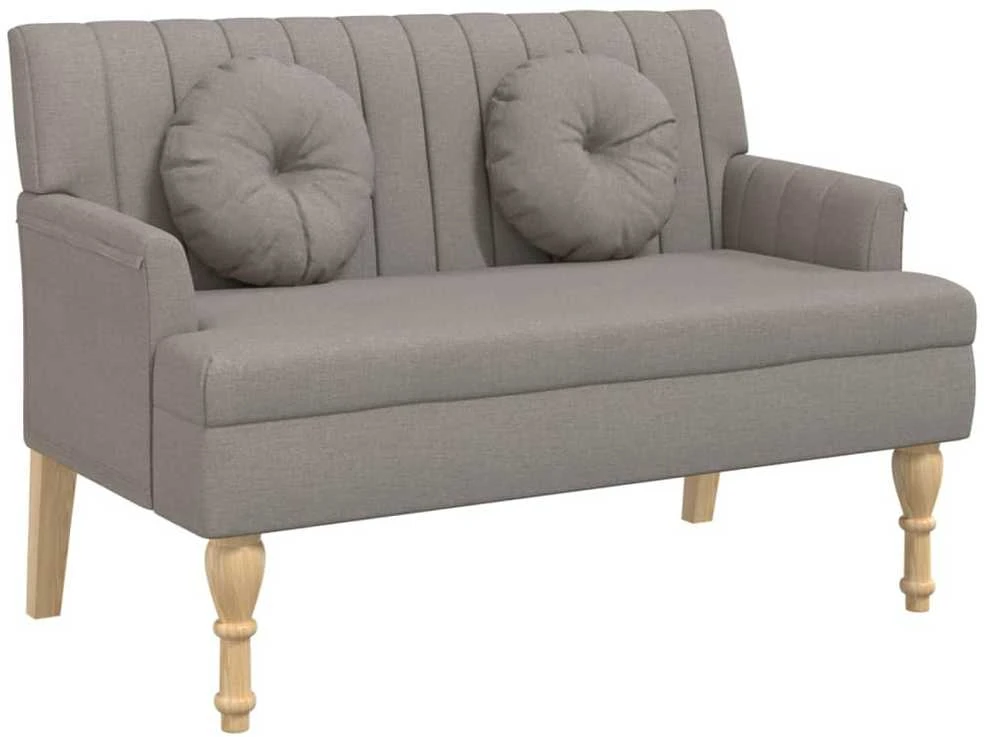 Suoliukas su pagalvėlėmis, taupe, 113x64,5x75,5cm, audinys