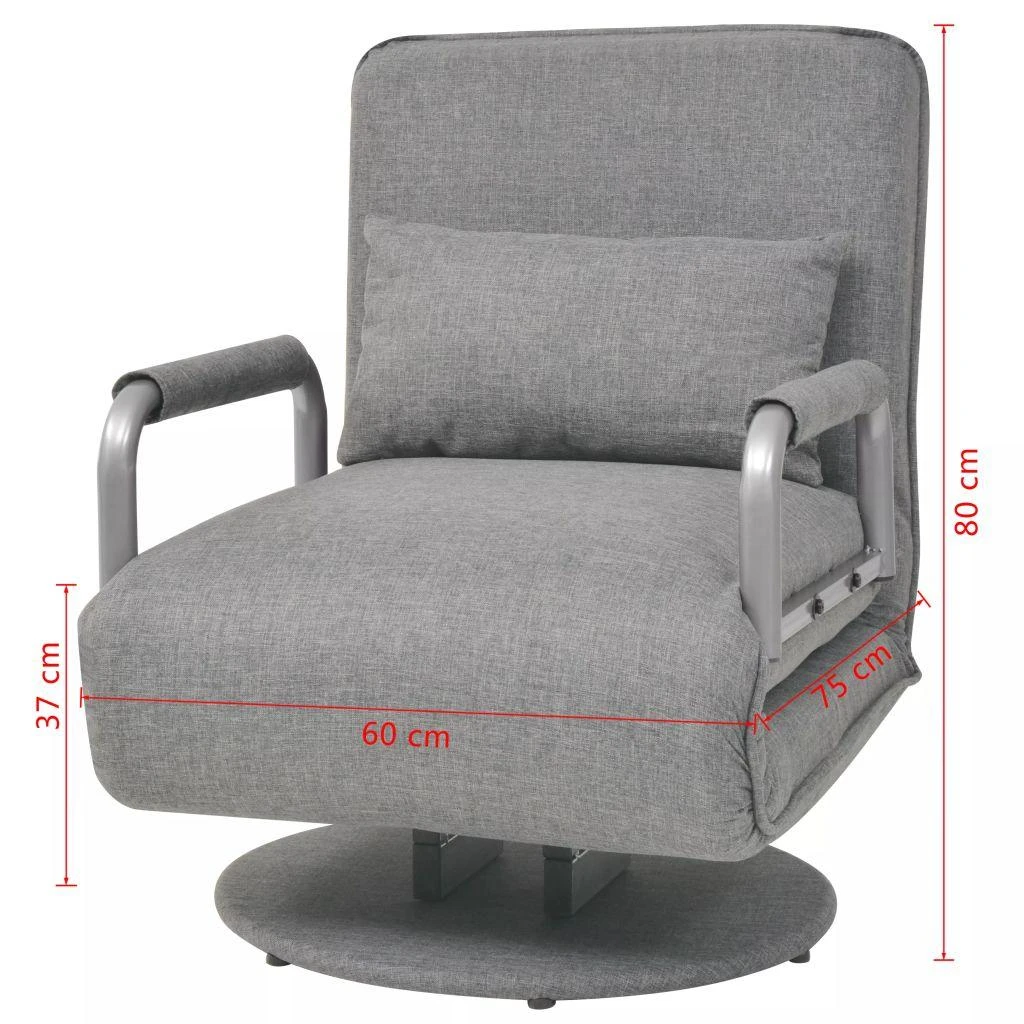 Supamoji kėdė ir sofa-lova, šviesiai pilka, audinys