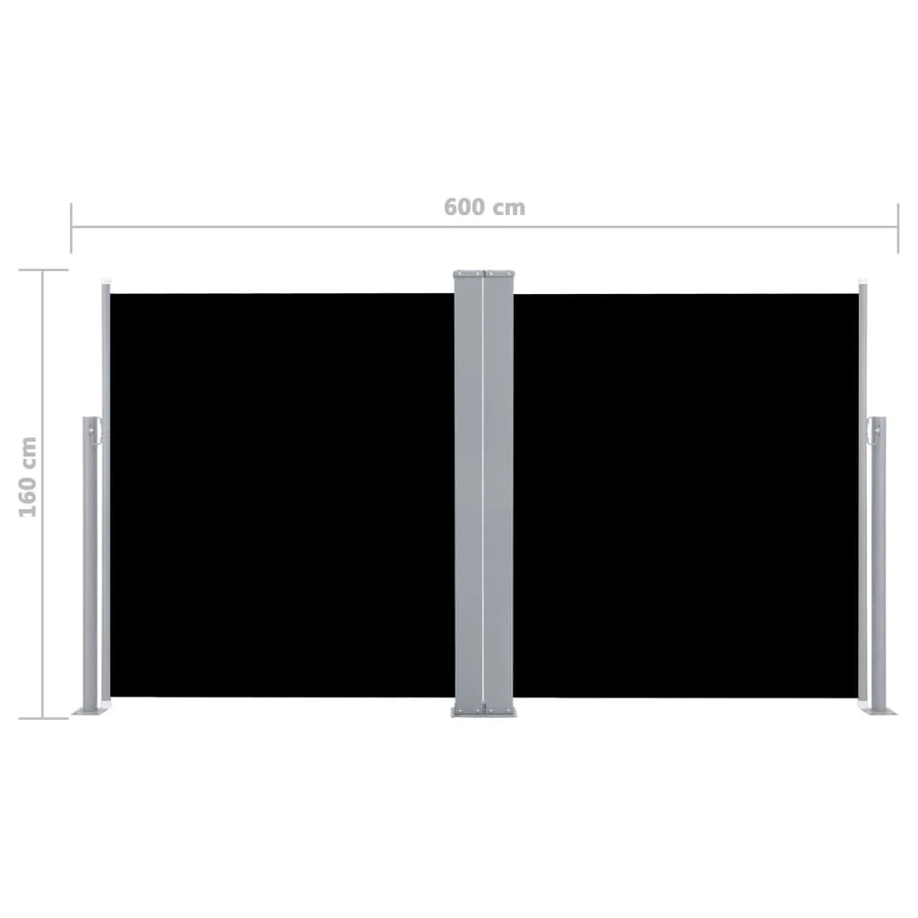 Ištraukiama šoninė pertvara, juodos spalvos, 160x600cm