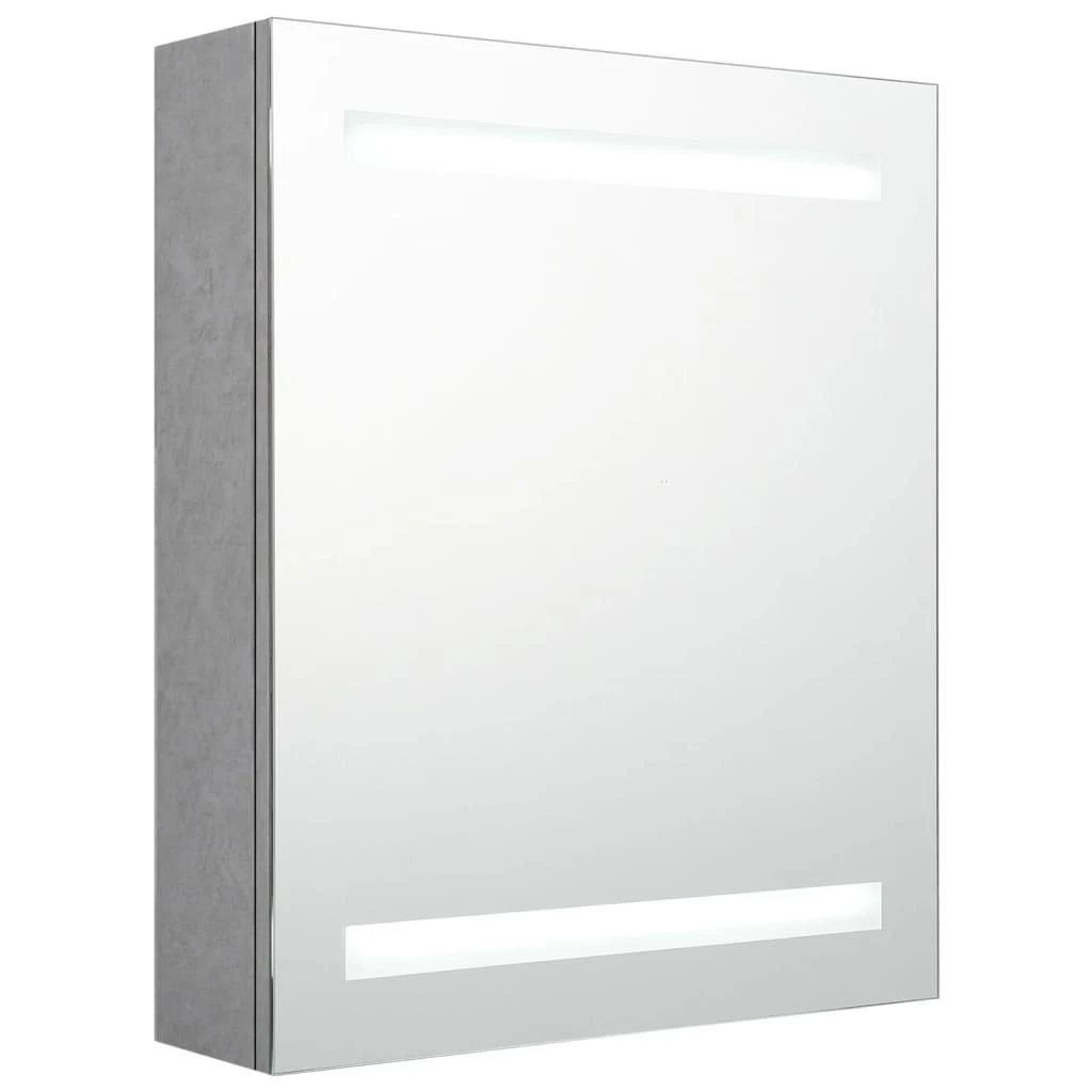 Veidrodinė vonios spintelė su LED, betono pilka, 50x14x60cm
