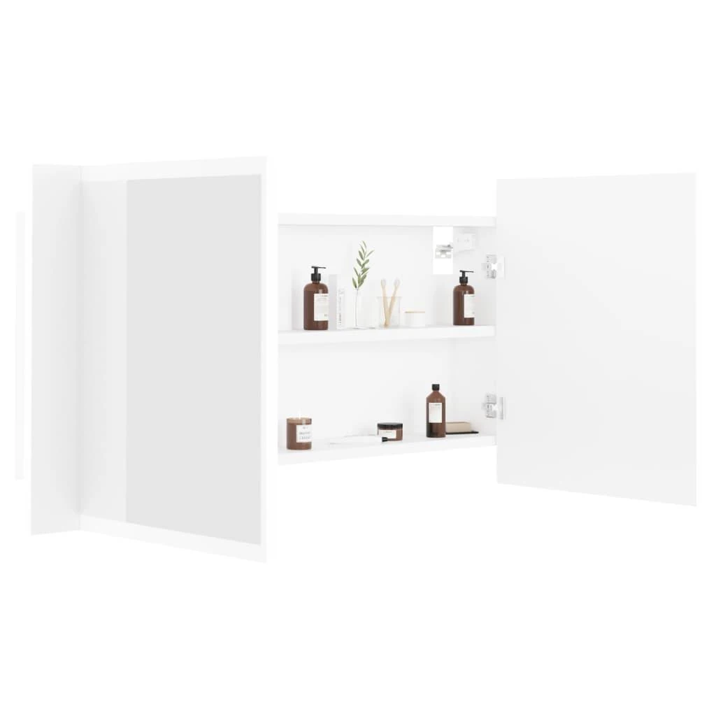 Veidrodinė vonios spintelė su LED, balta, 90x12x45cm, akrilas