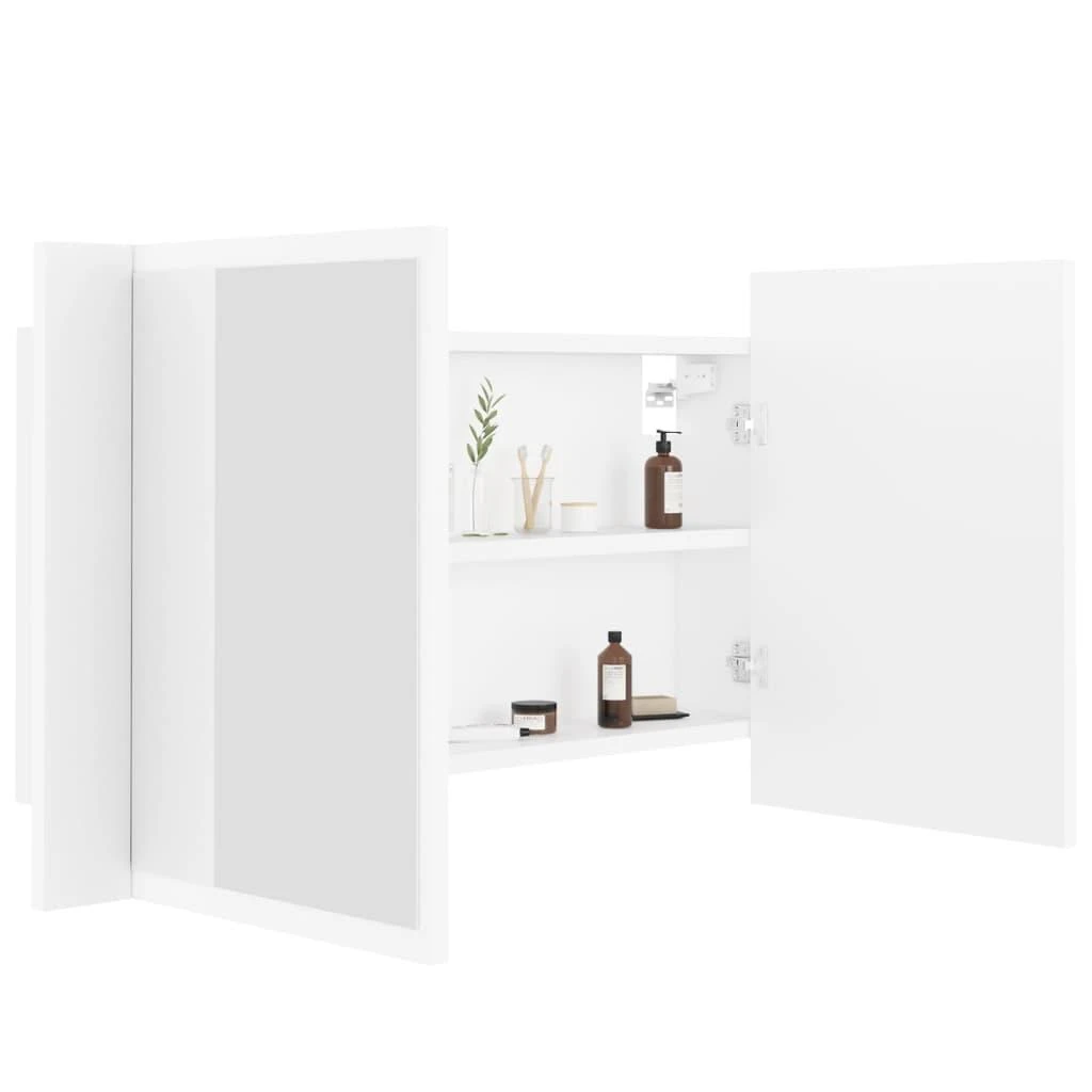 Veidrodinė vonios spintelė su LED, balta, 80x12x45cm, akrilas