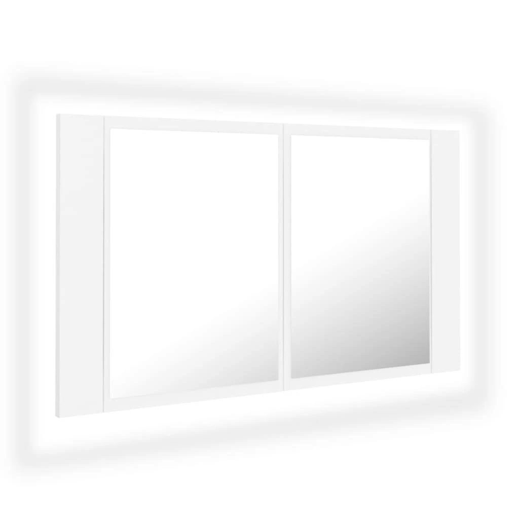 Veidrodinė vonios spintelė su LED, balta, 80x12x45cm, akrilas