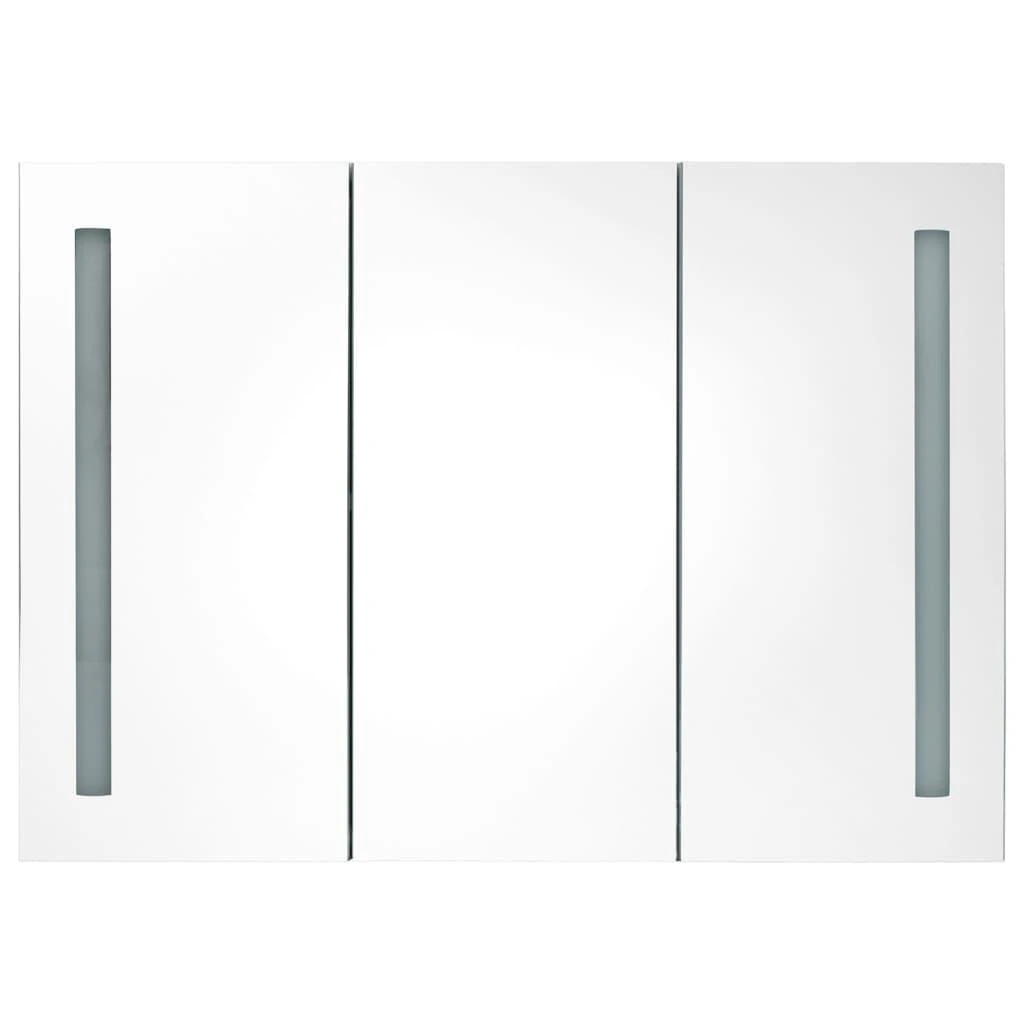 Veidrodinė vonios spintelė su LED apšvietimu, pilka, 89x14x62cm