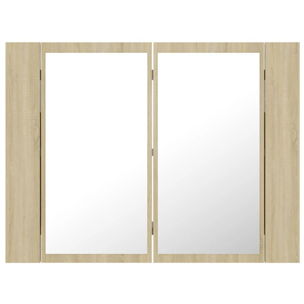 Veidrodinė vonios spintelė su LED, ąžuolo, 60x12x45cm, akrilas