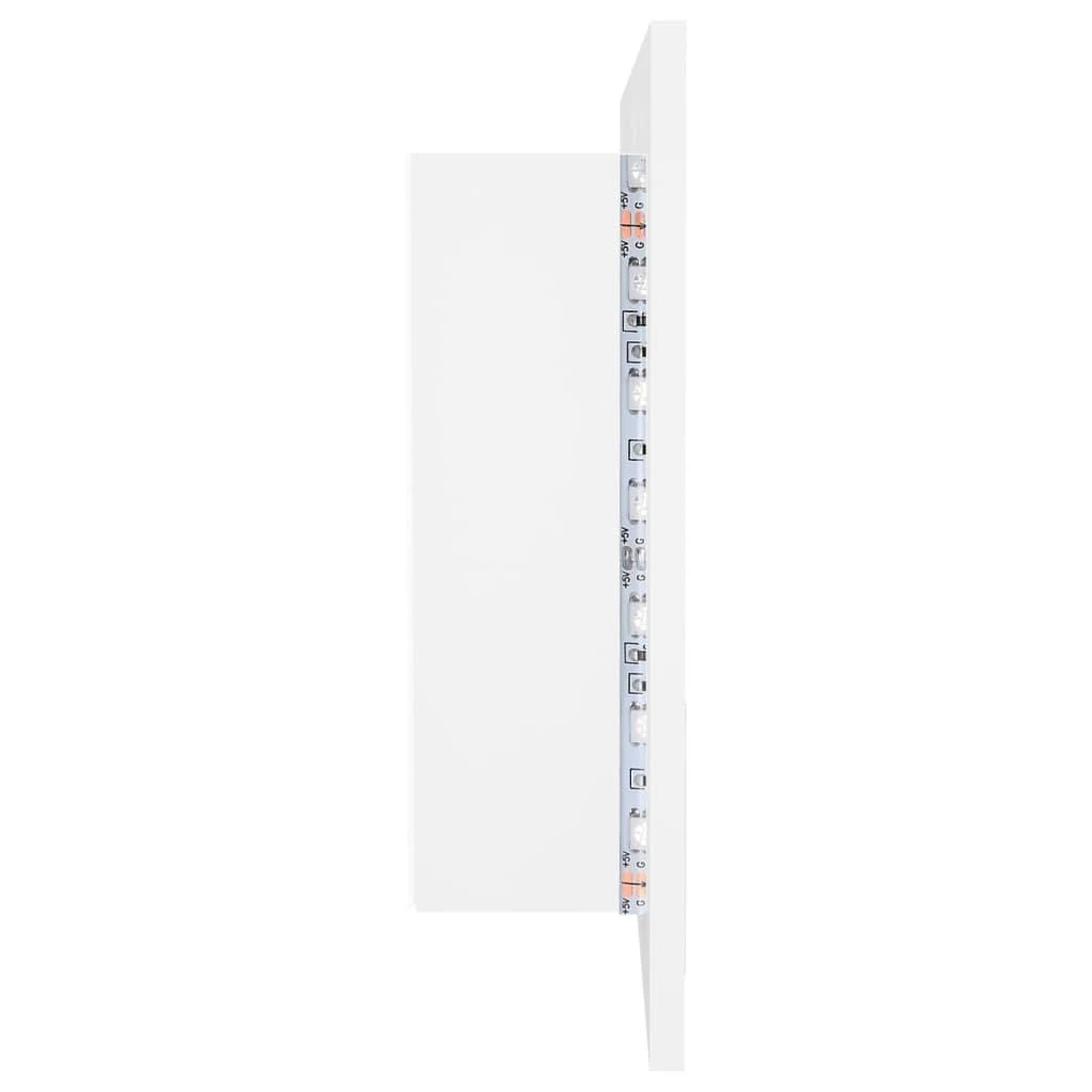 Veidrodinė vonios spintelė su LED, balta, 90x12x45cm, akrilas