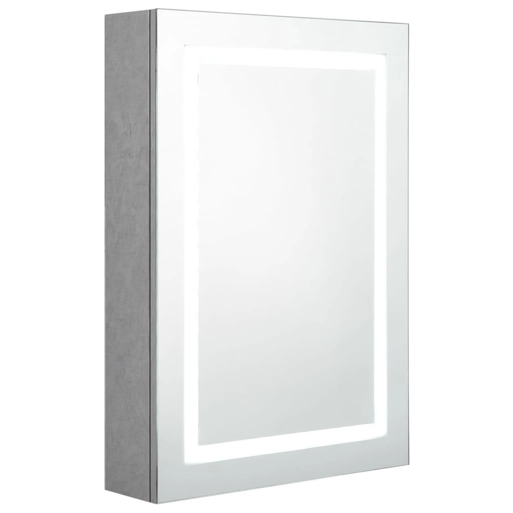 Veidrodinė vonios spintelė su LED, betono pilka, 50x13x70cm