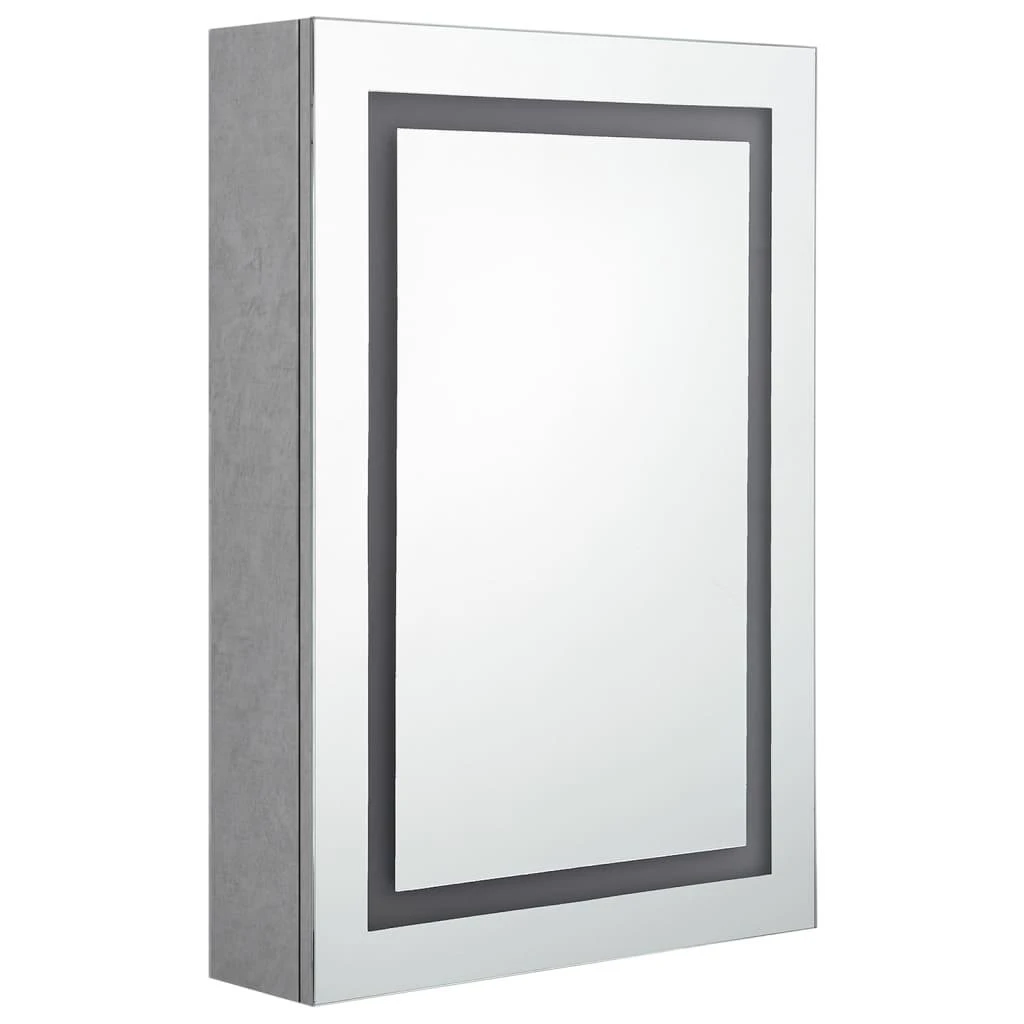 Veidrodinė vonios spintelė su LED, betono pilka, 50x13x70cm