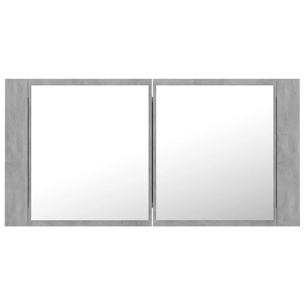Veidrodinė vonios spintelė su LED, betono, 90x12x45cm, akrilas
