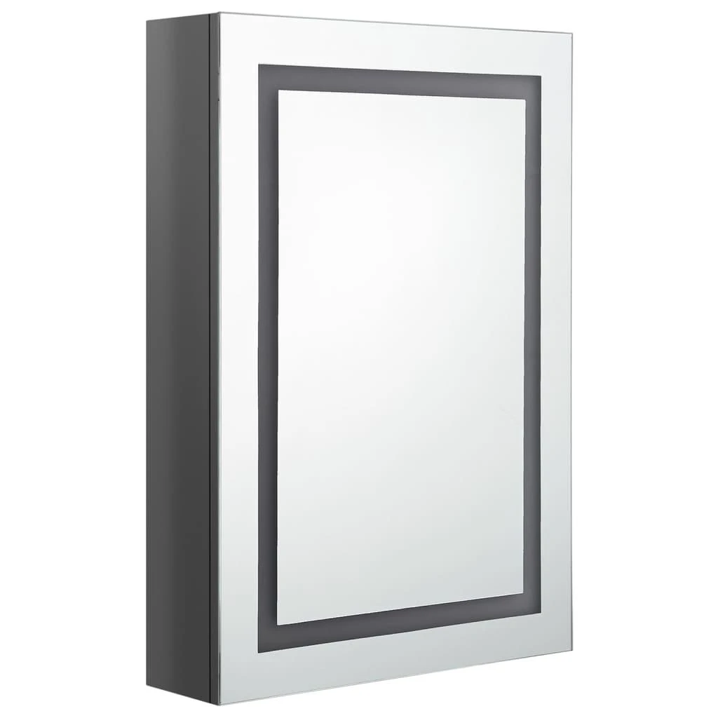 Veidrodinė vonios spintelė su LED, pilka, 50x13x70cm, blizgi