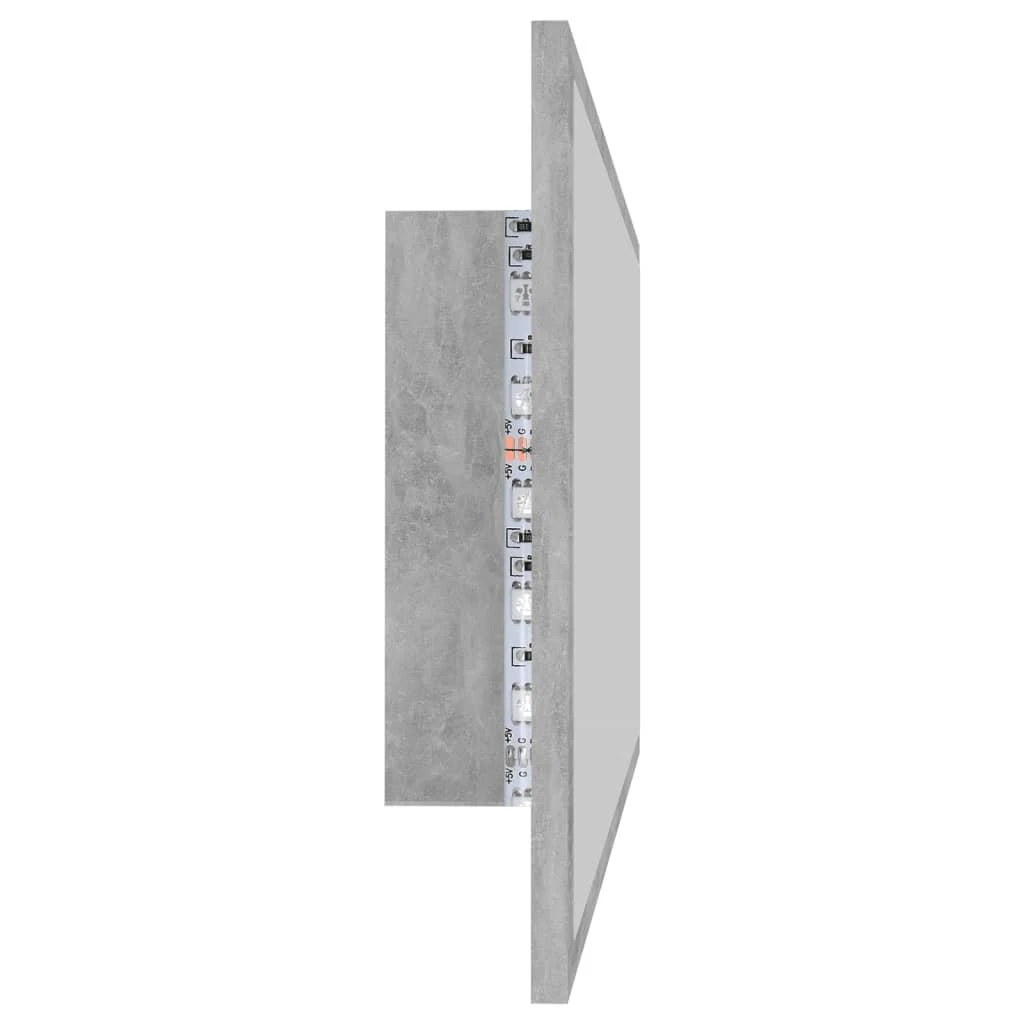Vonios kambario LED veidrodis, betono, 90x8,5x37cm, akrilas