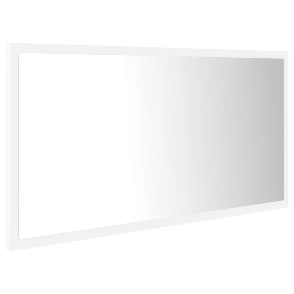 Vonios kambario LED veidrodis, baltas, 90x8,5x37cm, akrilas