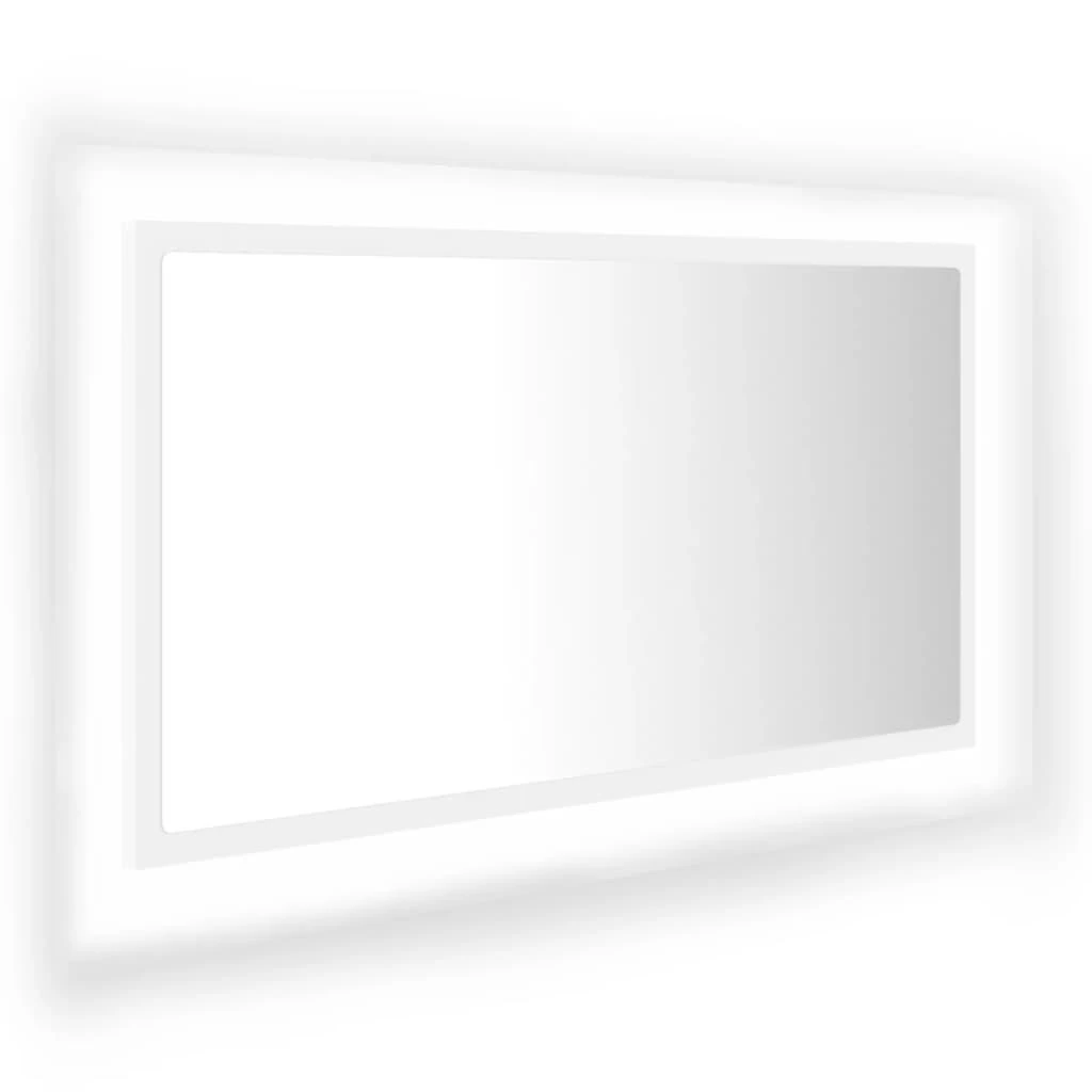 Vonios kambario LED veidrodis, baltas, 80x8,5x37cm, akrilas