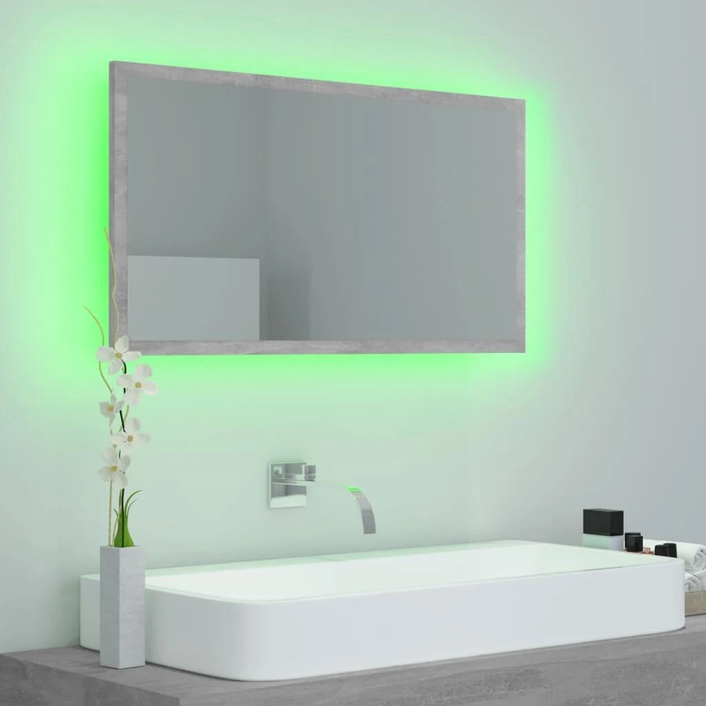 Vonios kambario LED veidrodis, betono, 80x8,5x37cm, akrilas