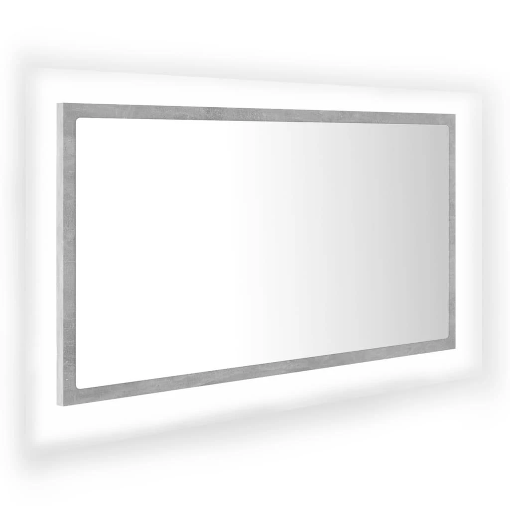 Vonios kambario LED veidrodis, betono, 80x8,5x37cm, akrilas