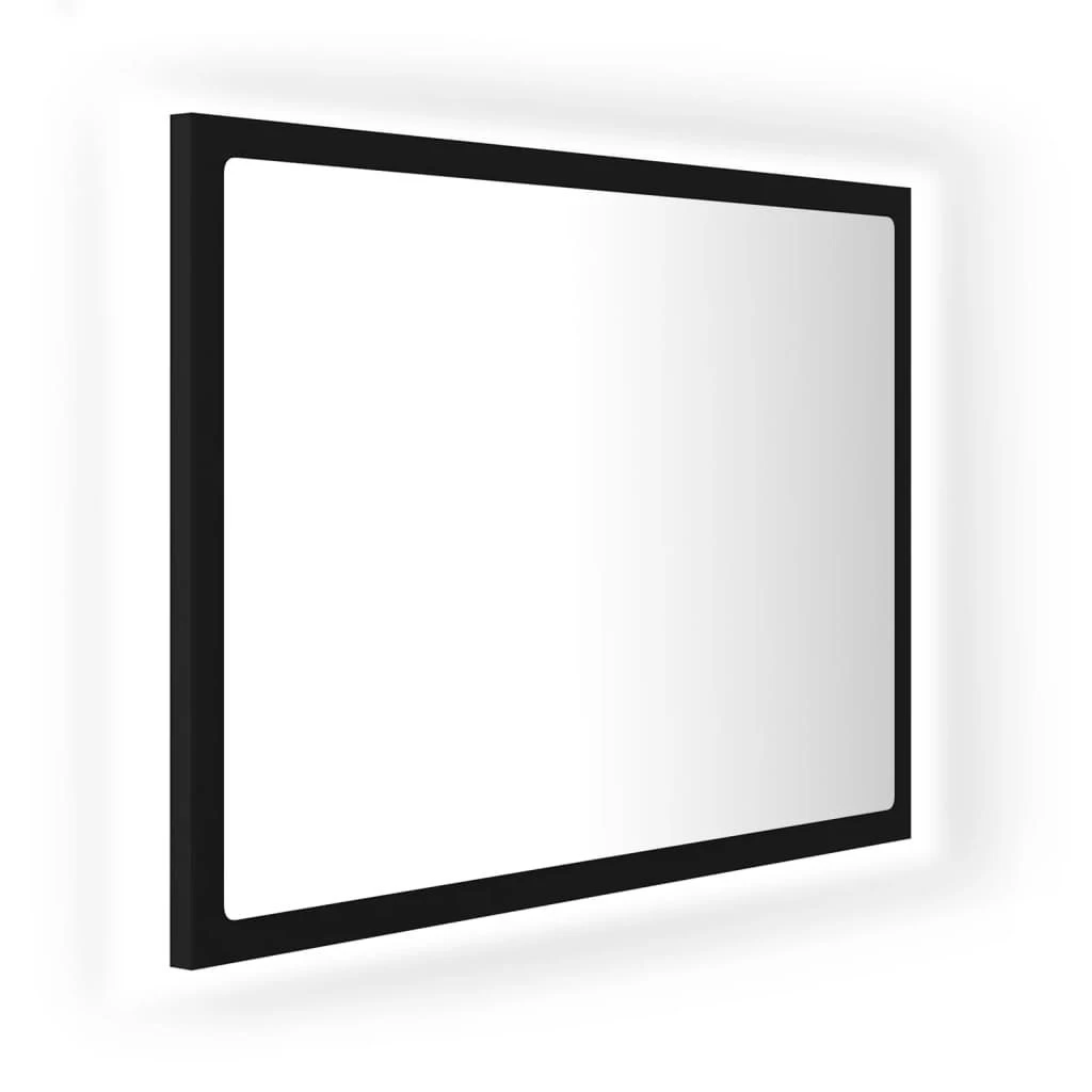 Vonios kambario LED veidrodis, juodas, 60x8,5x37cm, akrilas