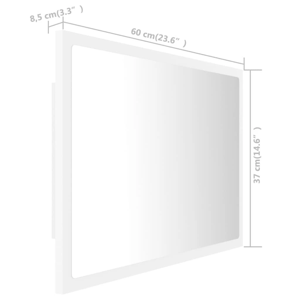 Vonios kambario LED veidrodis, baltas, 60x8,5x37cm, akrilas