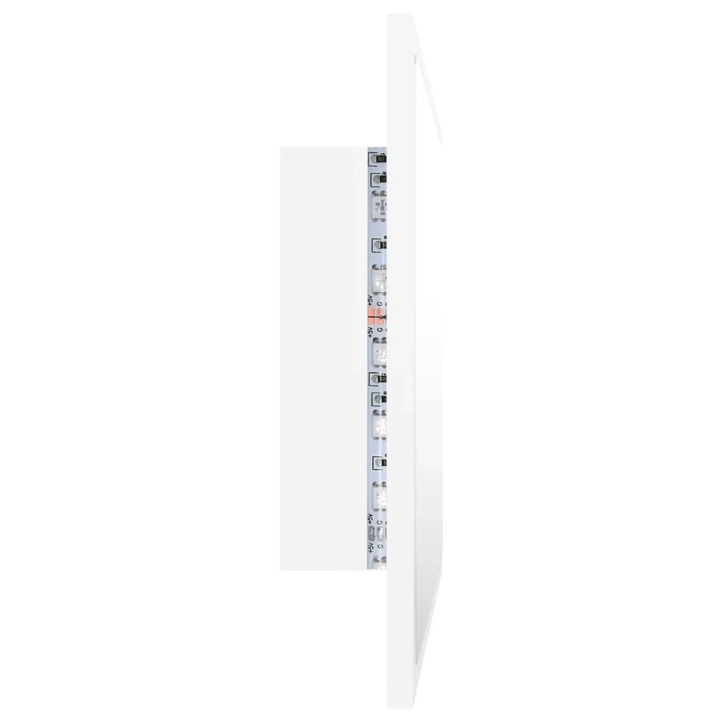 Vonios kambario LED veidrodis, baltas, 60x8,5x37cm, akrilas