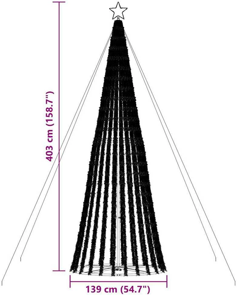 LED Kalėdų eglutė 1028 LEDs Šilta Balta 403 cm