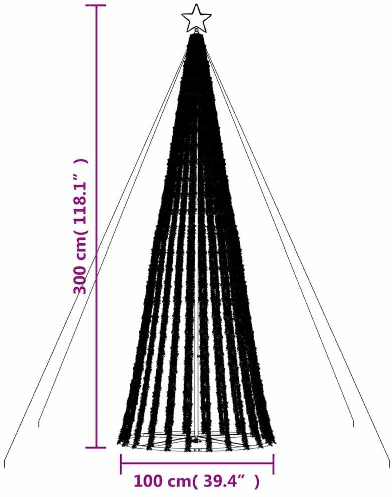 Šviečianti Kalėdų eglutė, 300cm, 688 šiltos LED, kūgio formos