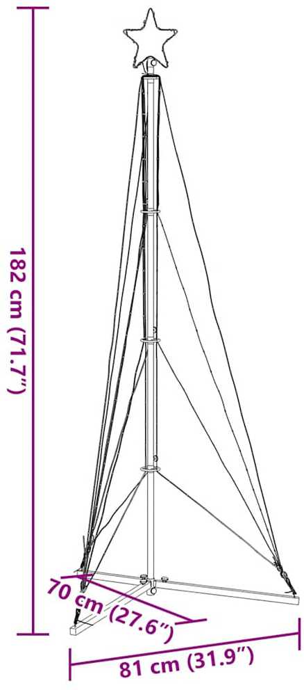 LED Kalėdų eglutė 363 LEDs Šalta Balta 182 cm