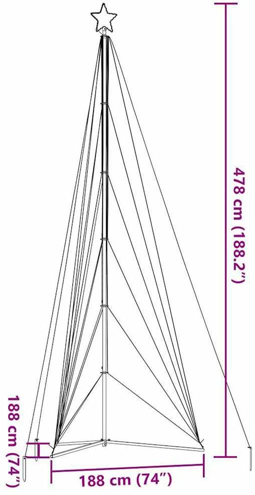 LED Kalėdų eglutė 861 LED Spalvinga 478 cm