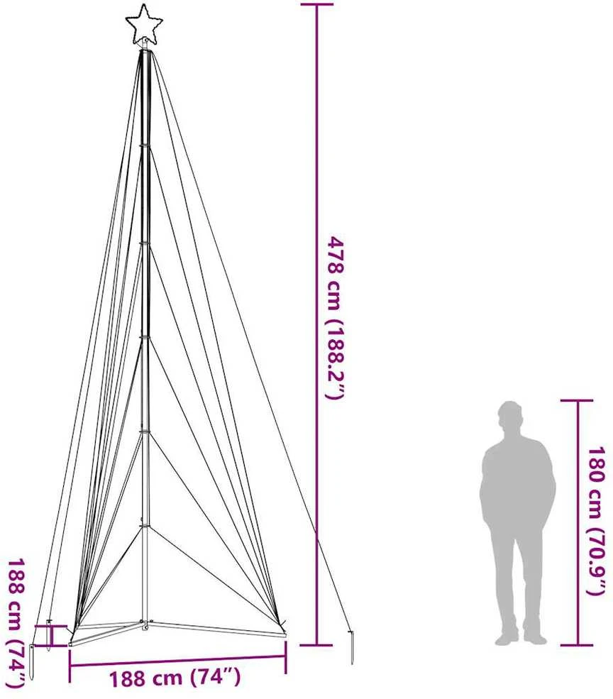 LED Kalėdų eglutė 861 LED Šalta Balta 478 cm