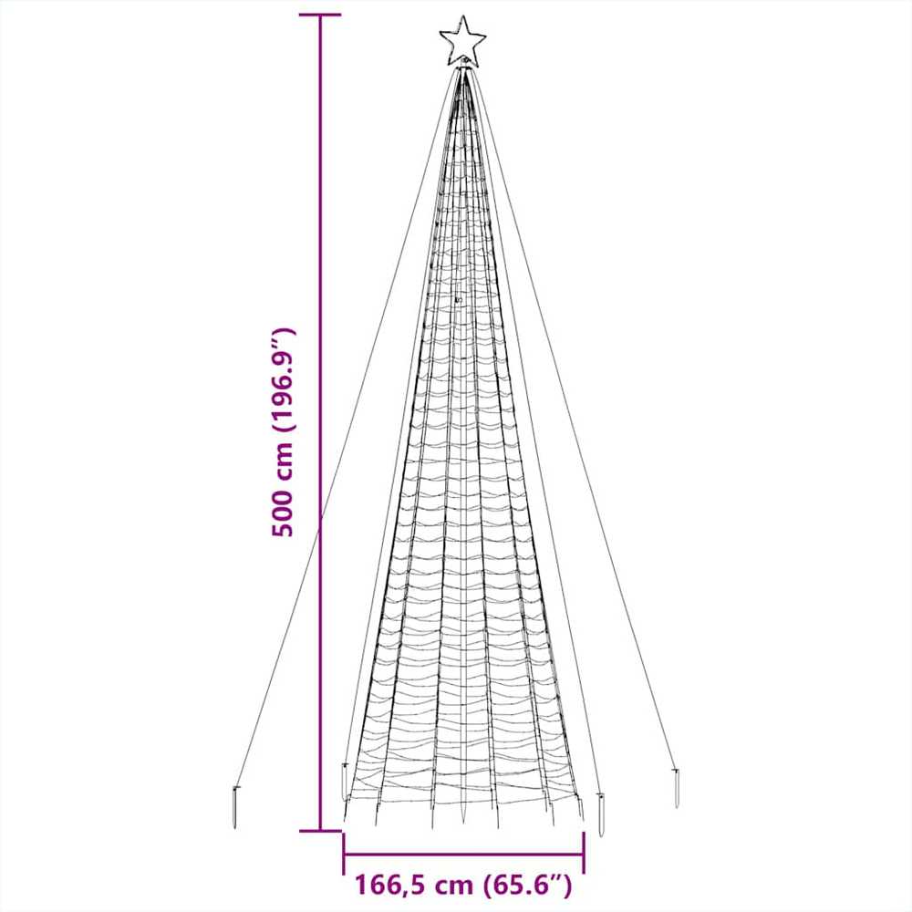 LED Kalėdų eglutė su smaigaliais 1534 LED Šaltai Balta 500 cm