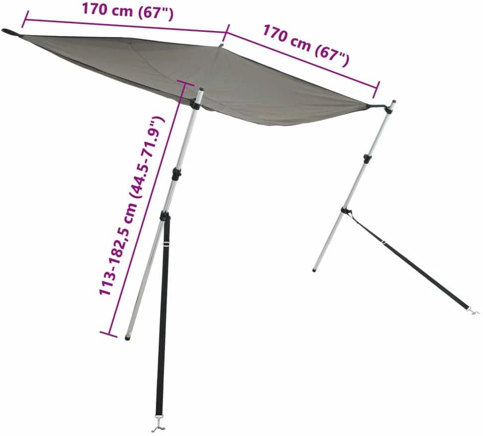 T tipo uždangos prailginimas, antracito, 170x170x(113-182,5)cm