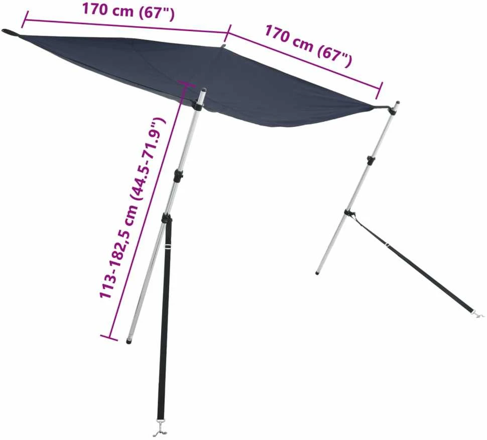 T uždangos prailginimo rinkinys, mėlynas, 170x170x(113-182,5)cm