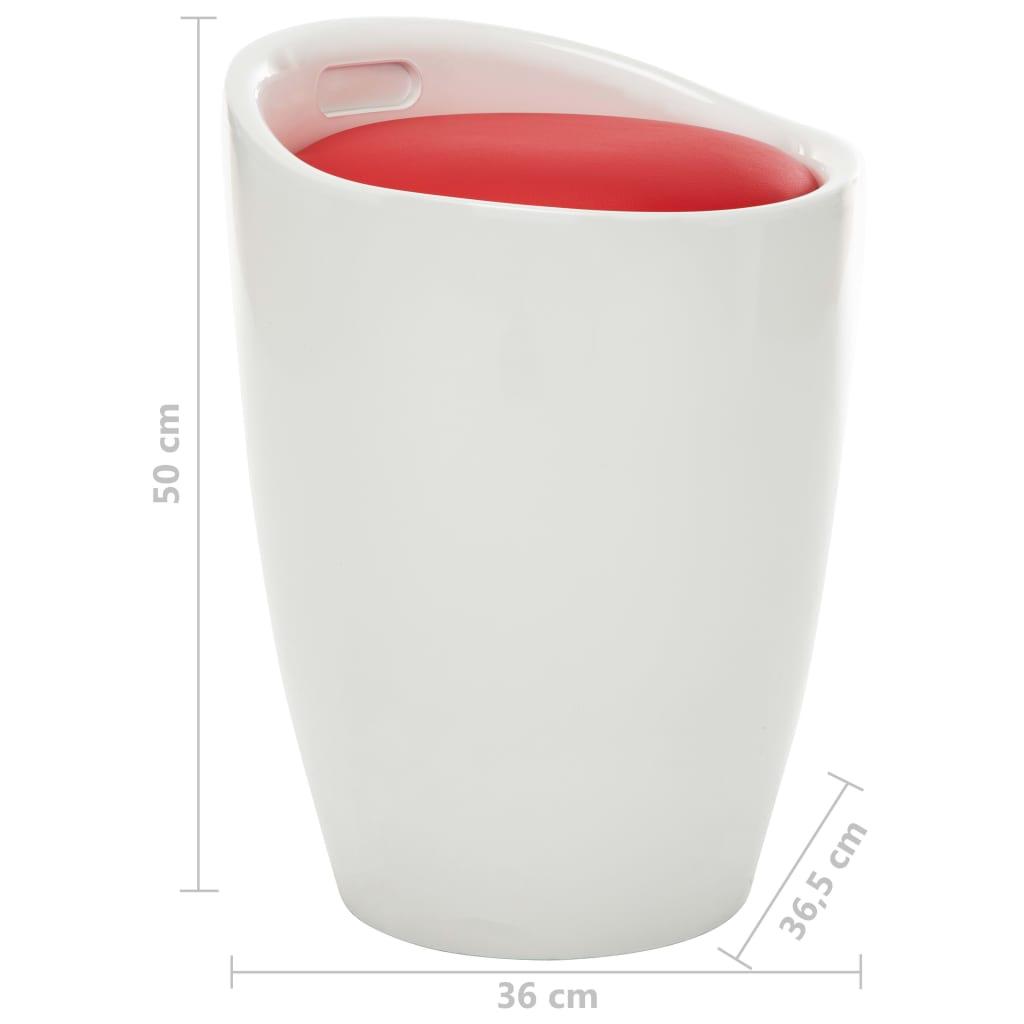 Taburetė-daiktadėžė, baltos ir raudonos spalvos, dirbtinė oda