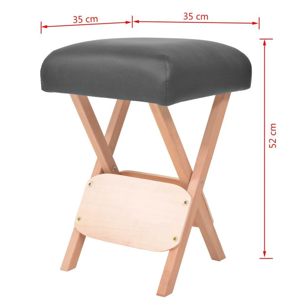 Taburetė masažui, juoda, su 12cm storio sėdyne ir 2 atramomis