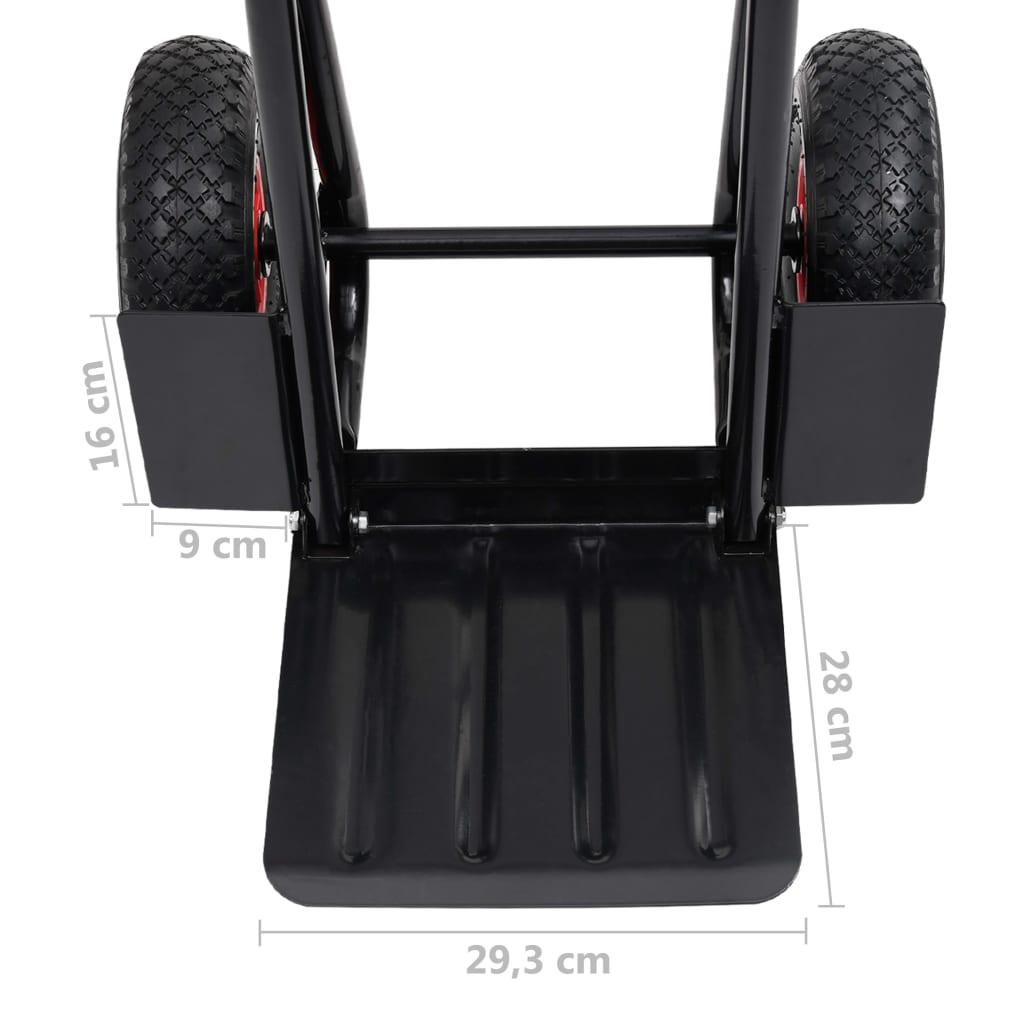 Teleskopinis rankinis vežimėlis, juodas ir raudonas, 200kg