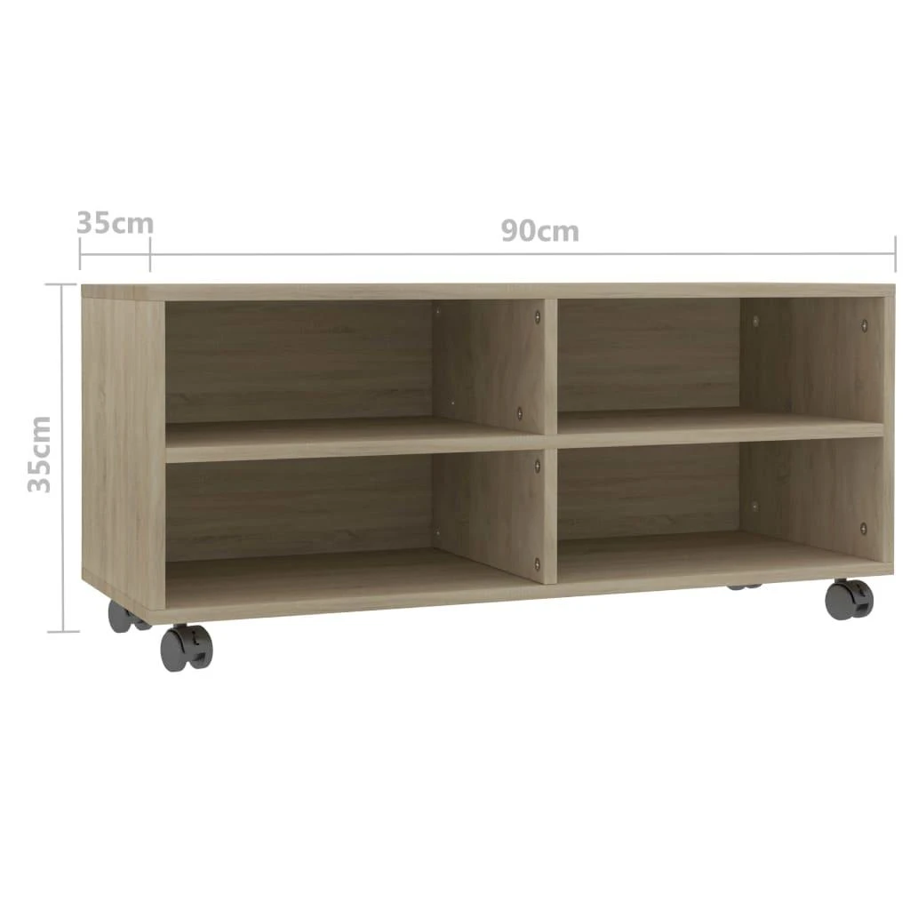 TV staliukas TV spintelė su ratukais, ąžuolo, 90x35x35cm, apdirbta mediena