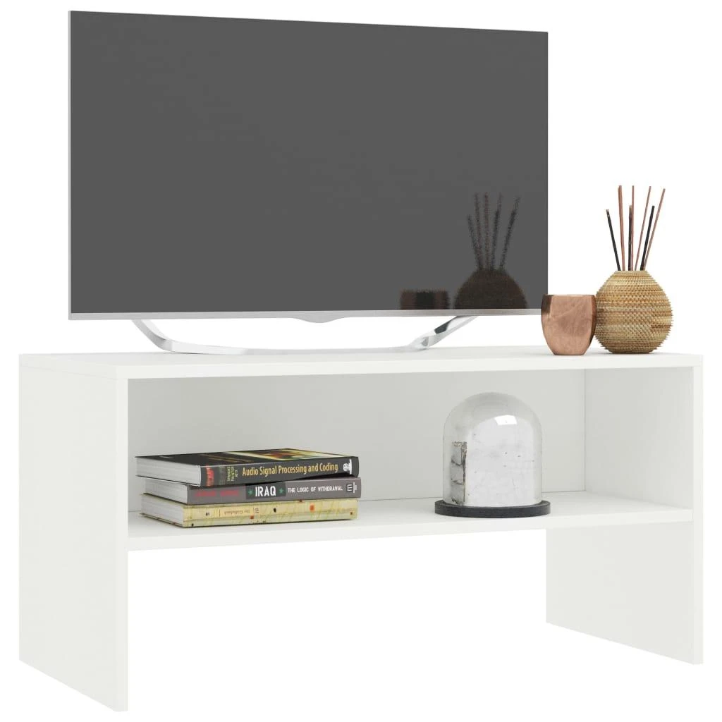 TV staliukas Televizoriaus spintelė, balta, 80x40x40cm, apdirbta mediena