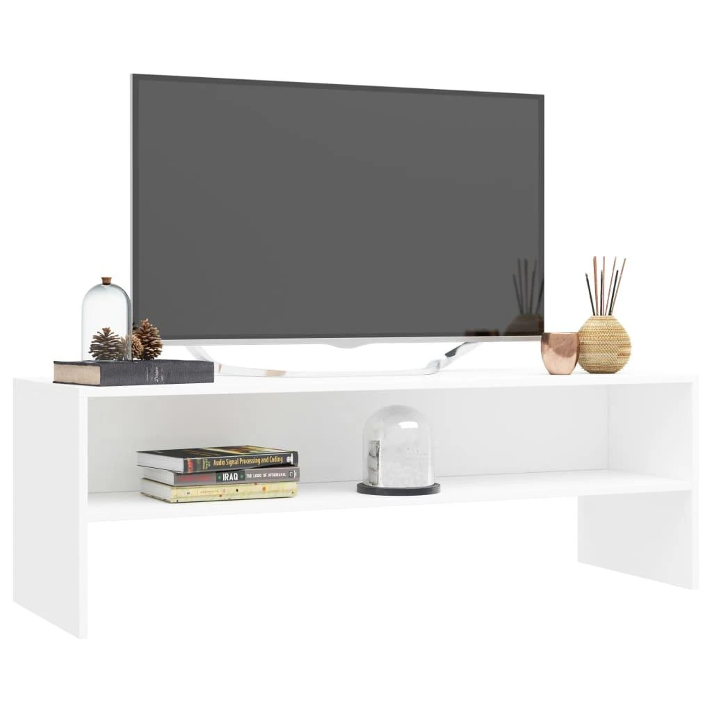 TV staliukas Televizoriaus spintelė, balta, 120x40x40cm, apdirbta mediena