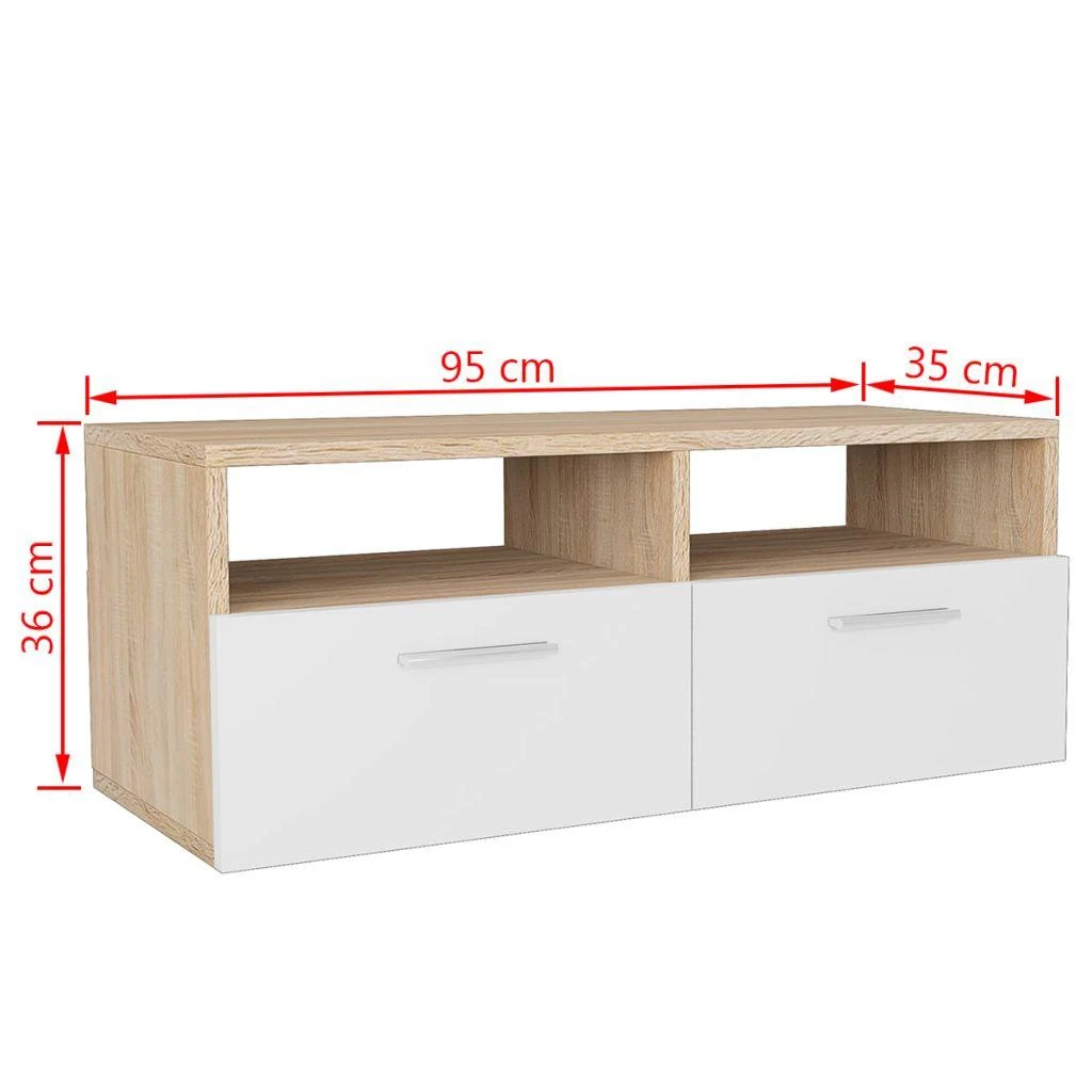 TV staliukas Televizoriaus spintelė, ąžuolo/balta, 95x35x36cm, mediena
