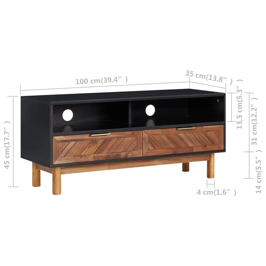 TV staliukas Televizoriaus spintelė, 100x35x45cm, akacijos masyvas ir MDF