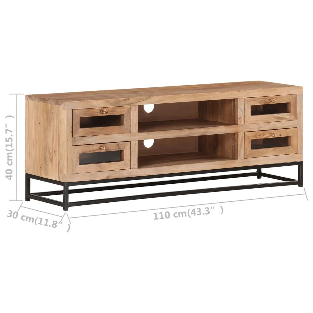 TV staliukas Televizoriaus spintelė, 110x30x40cm, akacijos medienos masyvas