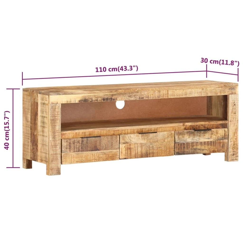 TV staliukas Televizoriaus spintelė, 110x30x40cm, neapdorota mango mediena